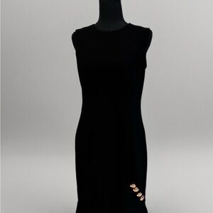 Calvin Klein Black Midi Dress with Gold Accents